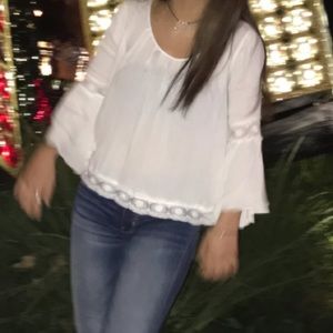 long sleeve white top